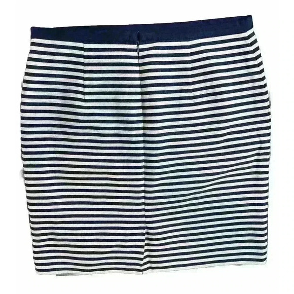 Ann Taylor LOFT Womens Pencil Skirt Sz 10 Black Cream Striped Ribbed Textured - Picture 2 of 9